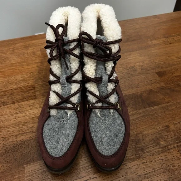 SOREL-Alpine Red Leather Booties Women's Size 10 - Picture 2 of 5